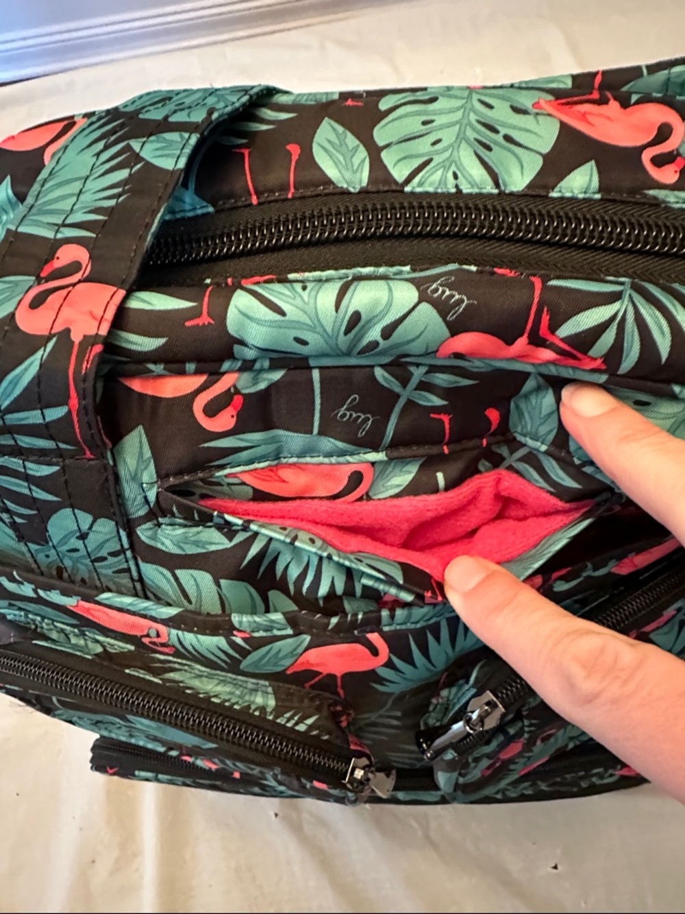 NWOT Lug Puddle Jumper Navy Flamingo Tropical Print - Picture 4 of 11